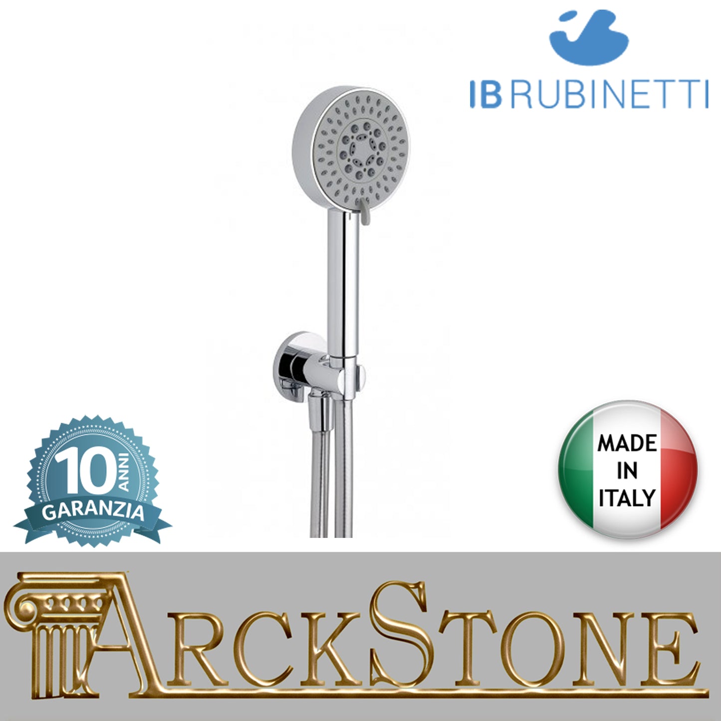Duplex Tondo multifunzione marca IB rubinetti modello Shower & Co. doccetta finitura cromata muro rivenditore autorizzato accessori doccia cromatura campania garanzia 10 anni cromo azienda certificata qualità made in italy arredo bagno
