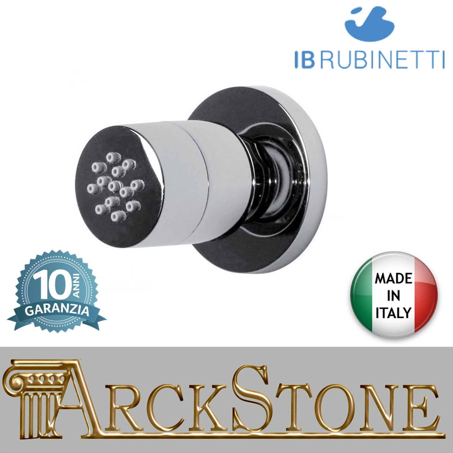 Getto laterale tondo marca IB rubinetti modello Shower & Co. finitura cromata presa muro doccetta rivenditore autorizzato flessibile doccia cromatura campania garanzia 10 anni parete cromo azienda certificata qualità arredo bagno