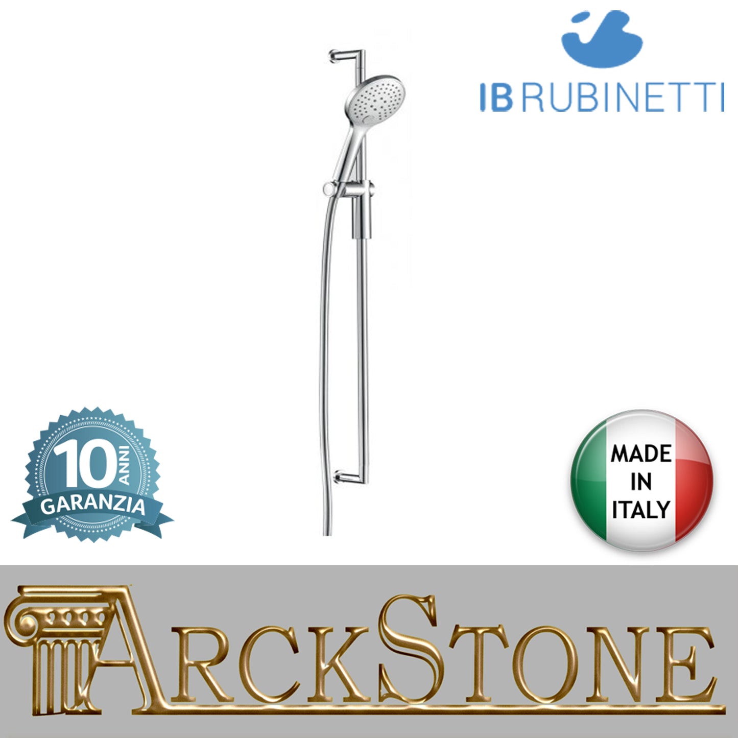 Saliscendi tre getti CLEAN PLUS marca IB rubinetti modello Shower & Co. finitura cromata asta barra presa muro doccetta rivenditore autorizzato flessibile doccia cromatura campania garanzia 10 anni parete cromo azienda certificata qualità arredo bagno