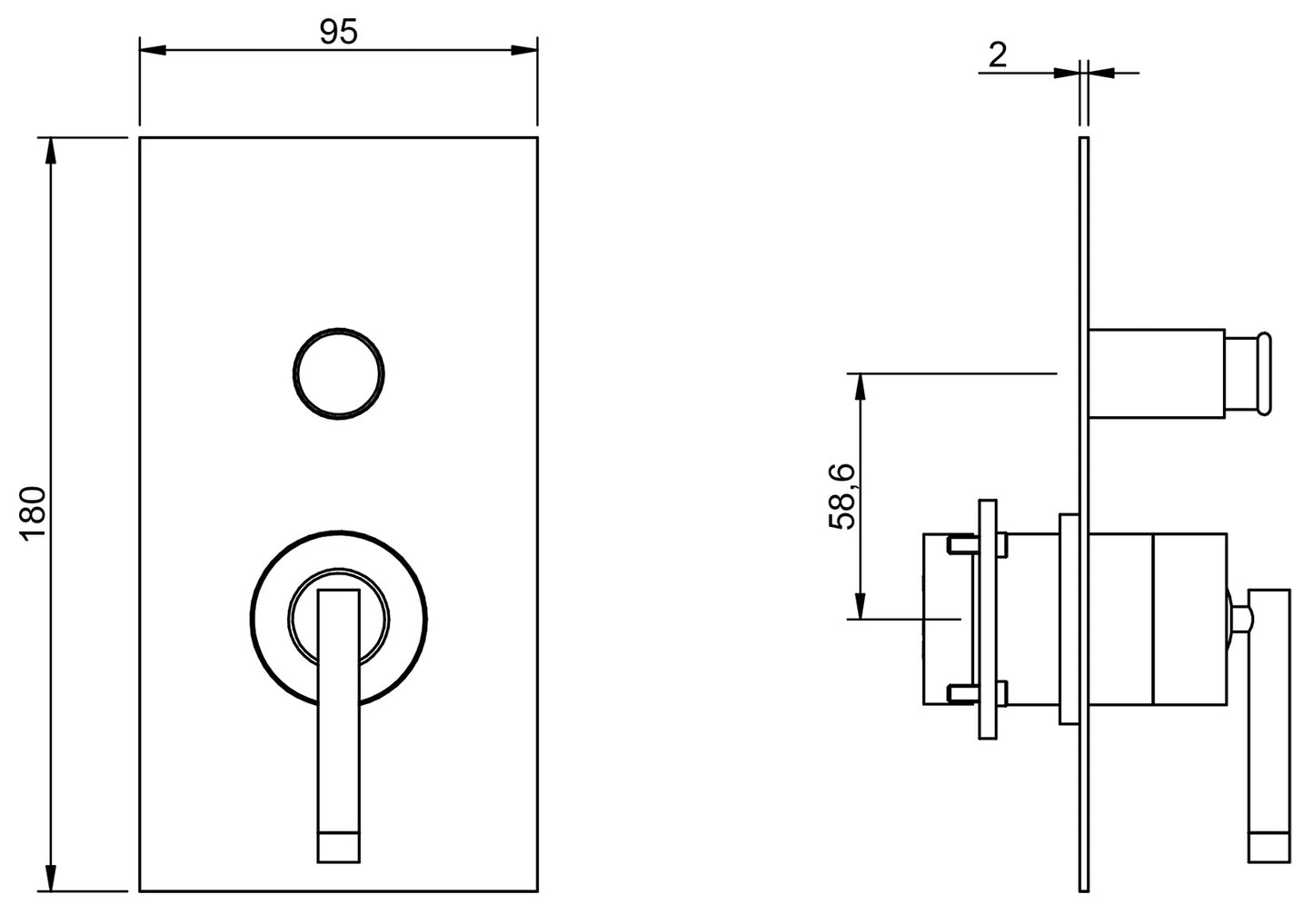 Miscelatore Monocomando Vasca / Doccia Incasso A 2 Vie Rubinetterie Treemme Arche' Materiale Ottone Finitura Cromata