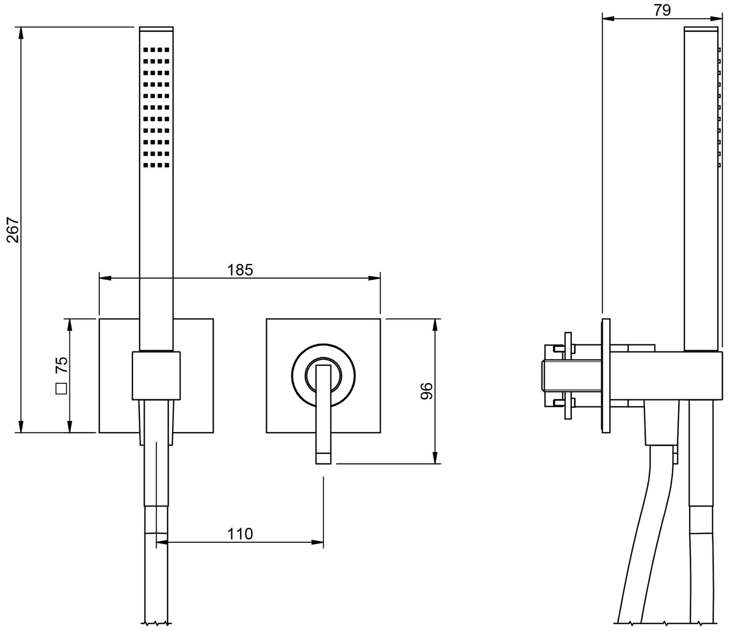 Rubinetterie Treemme Arché Miscelatore Monocomando Incasso Doccia Con Doccetta Estraibile Installazione a Muro Materiale Ottone Finitura Cromata 2 Fori 1 Via Miscelazione Meccanica 1 Leva Stile Moderno