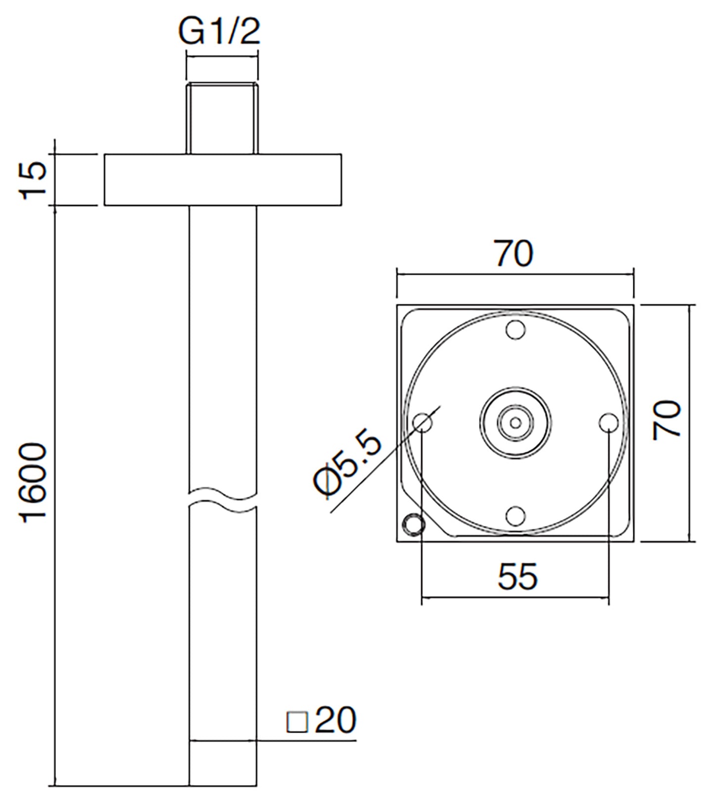 Rubinetterie Treemme 3M Electronic Washbasin Tap IT 6577 CC ZZ ZZ Bocca a Soffitto Con Rosone Getto Erogazione Uscita Acqua Materiale Ottone Finitura Cromata Forma Quadra Stile Moderno Monoforo Lunghezza 1600 mm Portata Acqua 5 Litri Al Minuto