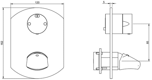 Miscelatore Monocomando Doccia Incasso Con Deviatore 2 Uscite Rubinetterie Treemme Hedo' Materiale Ottone Finitura Cromata