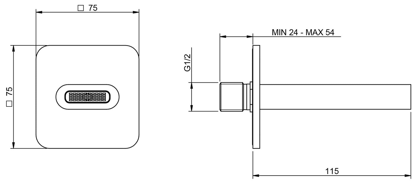 Rubinetterie Treemme Nanotech Bocca a Muro 115 mm Getto di Erogazione Installazione a Parete Materiale Ottone Finitura Cromata Stile Moderno Monoforo