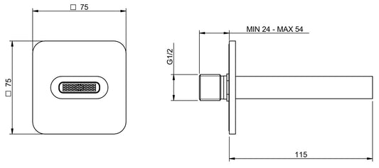 Rubinetterie Treemme Nanotech Bocca a Muro 115 mm Getto di Erogazione Installazione a Parete Materiale Ottone Finitura Cromata Stile Moderno Monoforo