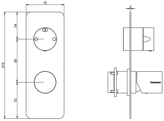 Miscelatore Monocomando Doccia Incasso Con Deviatore 2 Uscite Rubinetterie Treemme Nanotech Materiale Ottone Finitura Cromata