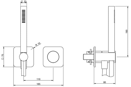 Rubinetterie Treemme Nanotech Miscelatore Doccia Meccanico Incasso A Muro Doccetta Metallo Flessibile PVC Parte Interna Esterna Inclusa 2 Fori Senza Piastra Materiale Ottone Finitura Cromata Monocomando 1 Leva Manopoa Stile Moderno