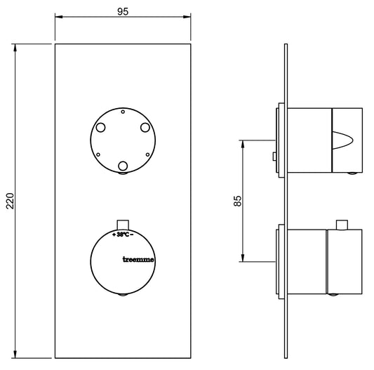 Miscelatore Termostatico Doccia Incasso Muro Con Deviatore A 3 Uscite Rubinetterie Treemme Nanotech Materiale Ottone Finitura Cromata
