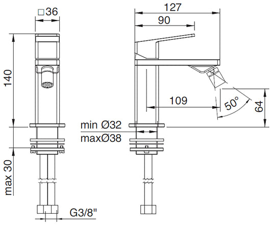 Rubinetterie Treemme 3M Pa36 IT 8B22 CC QF ZZ Miscelatore Bidet Monoforo Monocomando Appoggio 1 Leva Stile Moderno Altezza 140 mm Lunghezza 127 mm Areatore Orientabile Senza Piletta Di Scarico Materiale Ottone Finitura Cromato