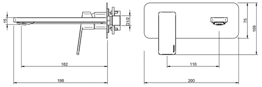 Rubinetterie Treemme 3M PA36 RWIT 8BA7 CC 01 + RWIT 51A5 ZZ 01 Miscelatore Lavabo 182 mm Monocomando Incasso a Parete Con Piastra Staffa Cartongesso 1 Leva a Sinistra 2 Fori Stile Moderno Lunghezza 198 mm Ottone Cromato Parte Interna Esterna Incluse