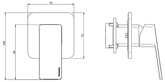 Rubinetterie Treemme 3M PA36 RWIT 8BC8 CC 01 + RWIT 51A8 ZZ 03 Miscelatore Monocomando Remoto Lavabo Doccia Incasso Muro Meccanico 1 Uscita Monoforo 1 Manopola Staffa Cartongesso Materiale Ottone Finitura Cromata Parte Interna Esterna Incluse