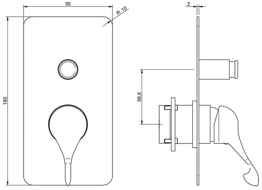Rubinetterie Treemme Piccadilly RWIT 21B1 CC PY + RWIT 51B1 ZZ 03 Miscelatore Monocomando Vasca Doccia Meccanico Incasso A Muro Parte Interna Esterna Incluse Materiale Ottone Finitura Cromata 2 Fori 2 Vie 1 Leva Stile Classico Con Piastra