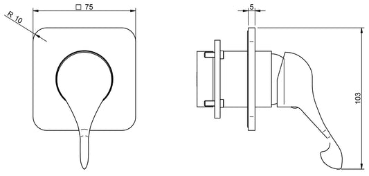 Rubinetterie Treemme Piccadilly RWIT 21C8 CC PY + RWIT 51A8 ZZ 03 Miscelatore Remoto Lavabo Doccia Incasso Parete Forma Tonda Monoforo Monocomando 1 Leva Materiale Ottone Finitura Cromata Stile Classico Parte Interna Esterna Incluse