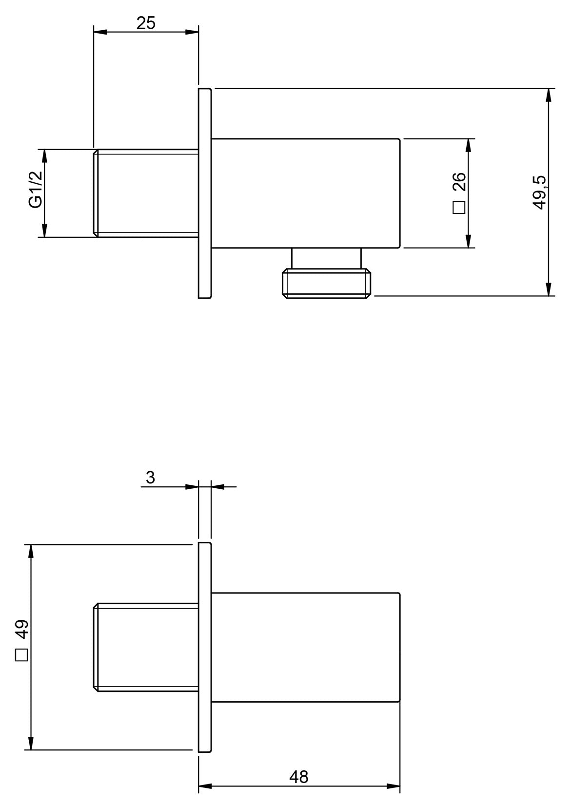 Rubinetterie Treemme Q30 Presa Acqua A Muro Quadra Materiale Ottone Finitura Cromata