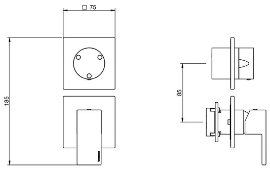 Rubinetterie Treemme Q30 Miscelatore Monocomando Doccia Incasso Con Deviatore 3 Uscite Senza Piastra Materiale Ottone Finitura Cromata