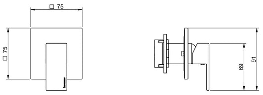 Rubinetterie Treemme Q30 Miscelatore Monocomando Remoto Lavabo Incasso Muro 1 Leva Parte Interna Esterna Incluse Monoforo Materiale Ottone Finitura Cromato Stile Moderno