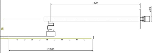 Rubinetterie Treemme Q30 Soffione Doccia A Parete Quadro In Metallo 300x300 mm Anticalcare Con Braccio Doccia 320 mm Materiale Ottone Finitura Cromata