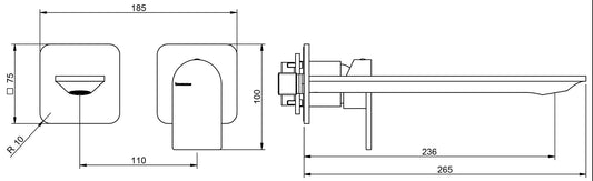 Rubinetterie Treemme Ran RWIT 22C6 CC 01 + RWIT 51A5 ZZ 01 Miscelatore Monocomando Lavabo Incasso 236 Senza Piastra Materiale Ottone Finitura Cromata Mix Destra Bocca Sinistra