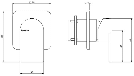 Rubinetterie Treemme Ran RWIT 22C8 CC 01 + RWIT 51A8 ZZ 03 Miscelatore Monocomando Doccia Incasso Materiale Ottone Finitura Cromata
