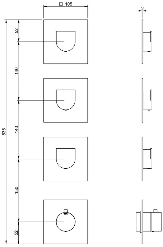 Miscelatore Termostatico Incasso Con Deviatore A 3 Uscite Rubinetterie Treemme Ran Materiale Ottone Finitura Cromata