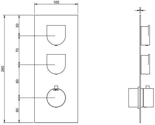 Miscelatore Termostatico Incasso A 2 Uscite Rubinetterie Treemme Ran Materiale Ottone Finitura Cromata