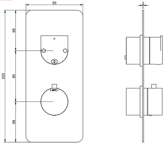 Miscelatore Termostatico Incasso Con Deviatore A 2 Uscite Rubinetterie Treemme Ran Materiale Ottone Finitura Cromata