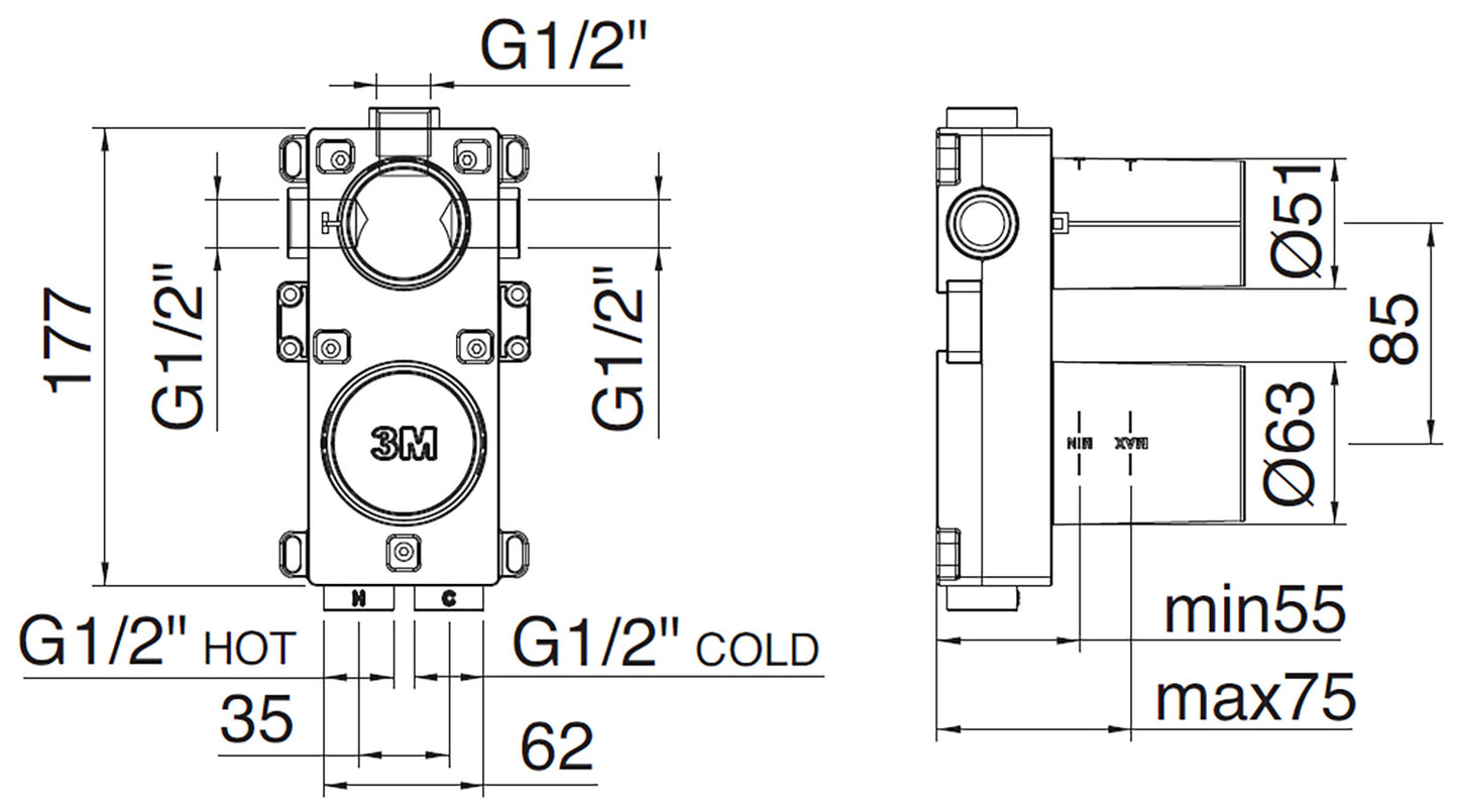 Miscelatore Monocomando Doccia Incasso Con Deviatore 2 Uscite Rubinetterie Treemme Nanotech Materiale Ottone Finitura Cromata