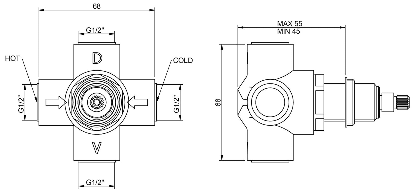 Rubinetterie Treemme 3M Old Italy Sogno RWIT 4462 CC 41 + RWIT 4462 ZZ 72 Rubinetto D'Arresto Deviatore Ad Incasso a 2 Uscite Installazione Parete Monoforo Materiale Ottone Finitura Cromata 1 Leva Ceramica Bianco Parte Interna Esterna Incluse