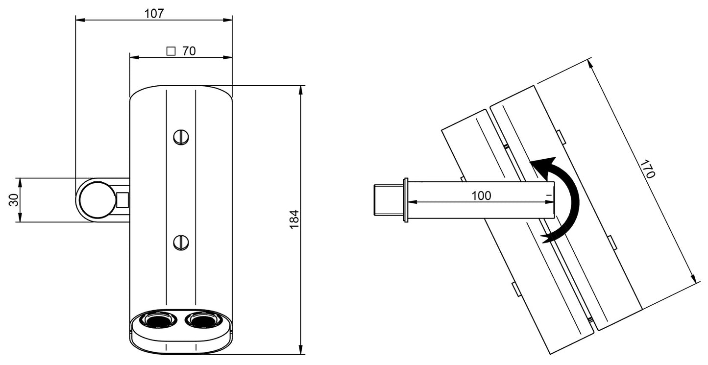 Rubinetterie Treemme SHOWERS & THERMOSTATICS Soffione Doccia a Parete Anticalcare Misura 70x184 mm Forma Rettangolare A Telecamera Funzione Acqua 2 Getti Materiale Acciaio Inox Ottone ABS Finitura Cromata 2 Portate da 12 Litri Al Minuto