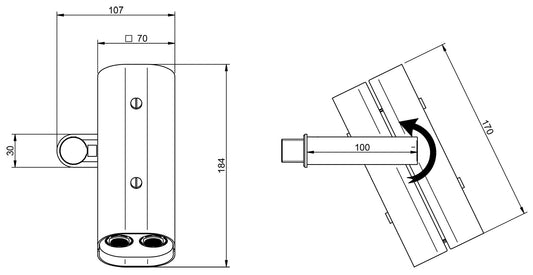 Rubinetterie Treemme SHOWERS & THERMOSTATICS Soffione Doccia a Parete Anticalcare Misura 70x184 mm Forma Rettangolare A Telecamera Funzione Acqua 2 Getti Materiale Acciaio Inox Ottone ABS Finitura Cromata 2 Portate da 12 Litri Al Minuto