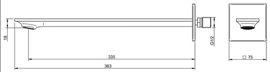 Rubinetterie Treemme Showers & Thermostatics Soffione Doccia A Parete Rettangolare A Mensola Lunghezza 363 mm Getto a Pioggia Stile Moderno Materiale Ottone Finitura Cromato