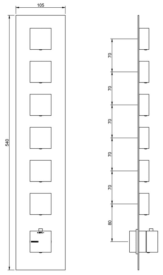 Rubinetterie Treemme SHOWERS & THERMOSTATICS Miscelatore Doccia Termostatico Incasso 6 Uscite Materiale Ottone Finitura Cromata