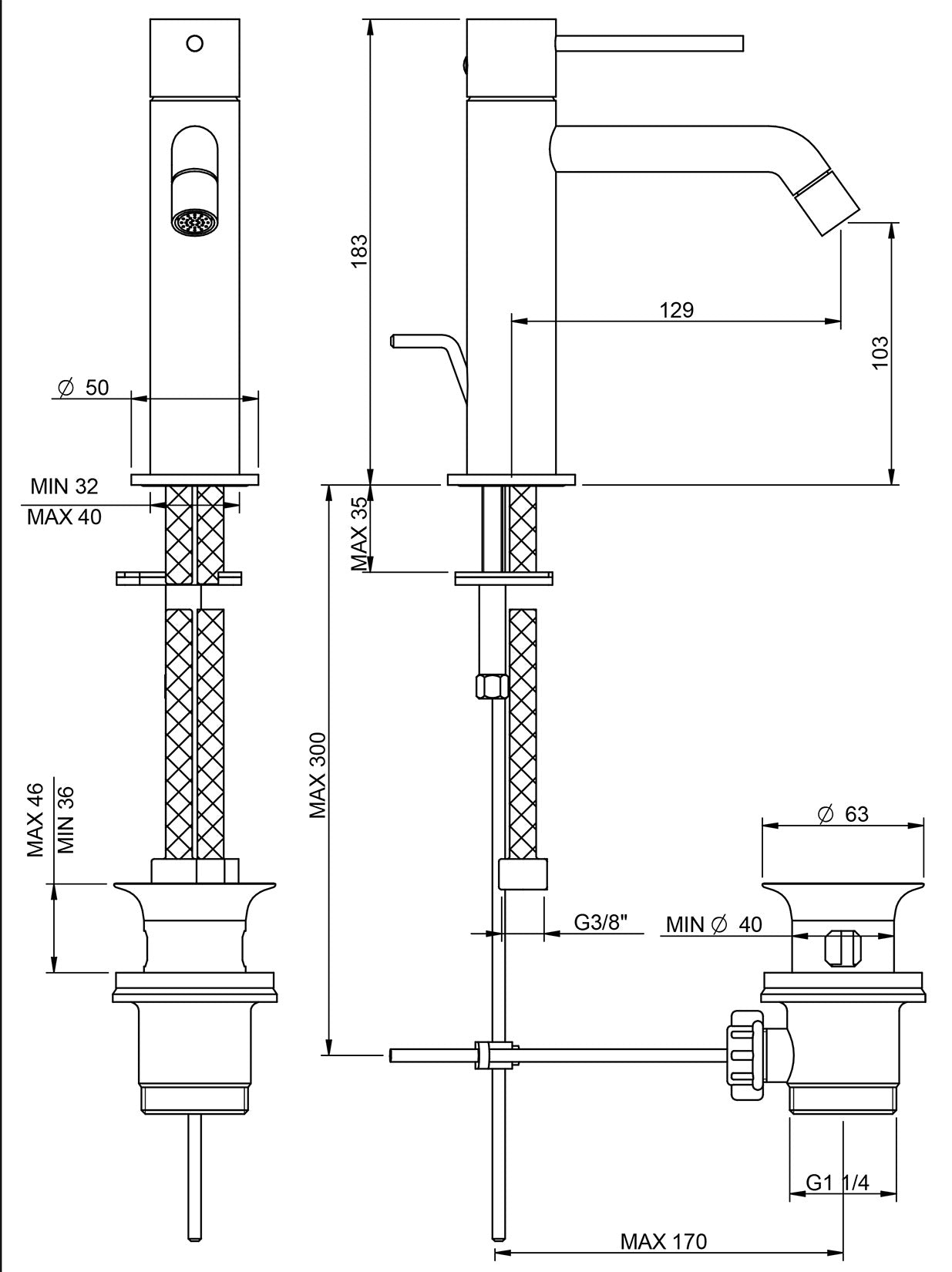 Rubinetterie Treemme UP+ Miscelatore Monocomando Lavabo 103 mm Con Piletta Di Scarico Automatico Materiale Ottone Finitura Cromata