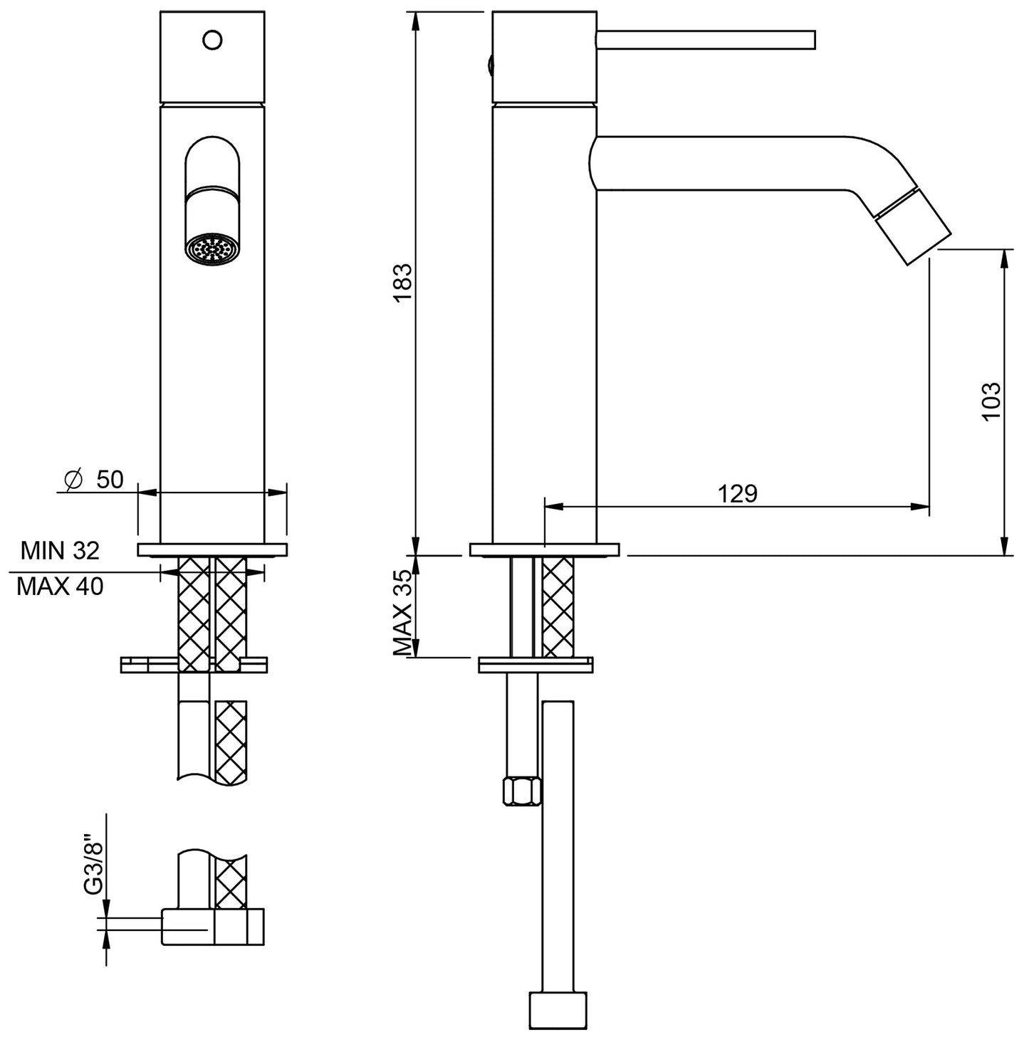 Rubinetterie Treemme UP+ Miscelatore Monocomando Lavabo 103 mm Materiale Ottone Finitura Cromata
