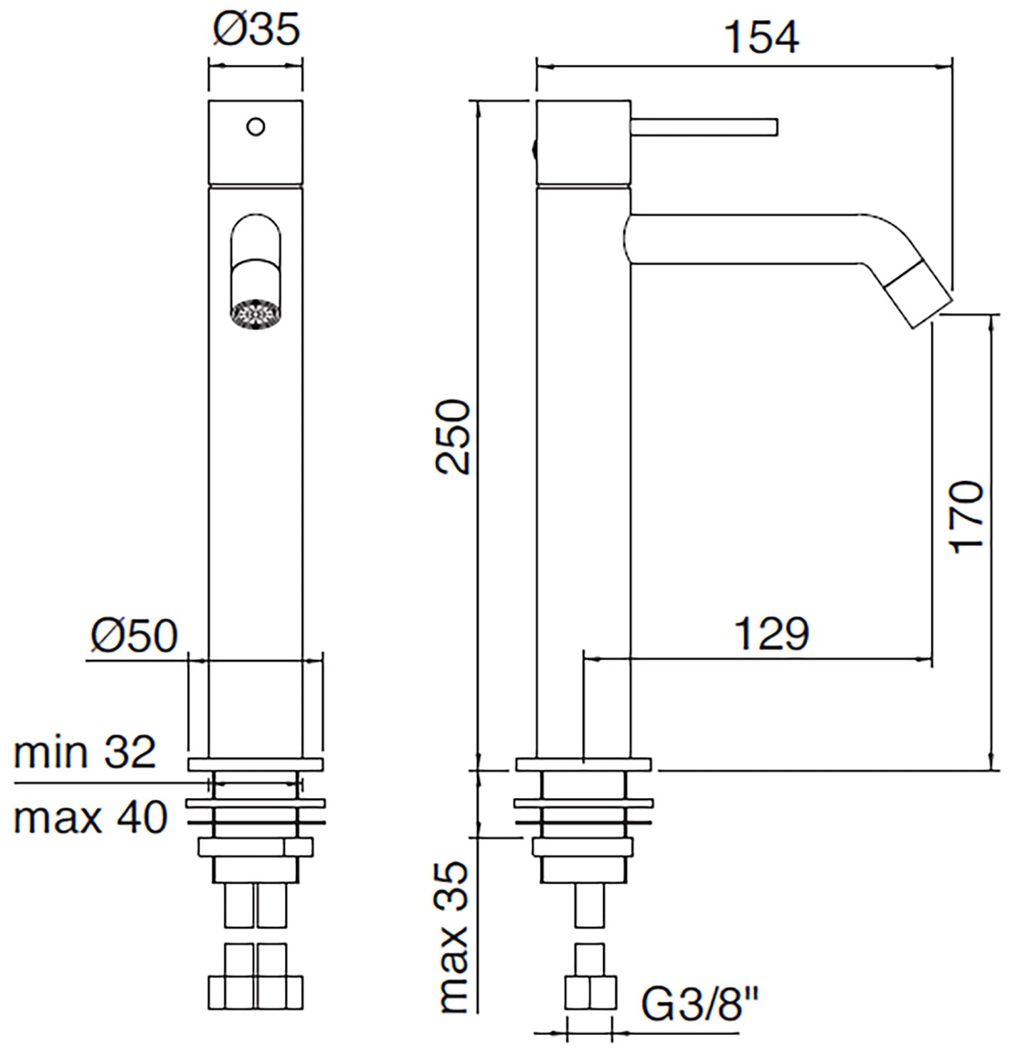 Rubinetterie Treemme UP+ Miscelatore Monocomando Lavabo 170 mm Materiale Ottone Finitura Cromata