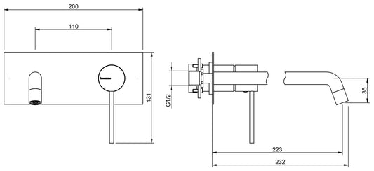 Rubinetterie Treemme UP+ Miscelatore Monocomando Lavabo Incasso 223 mm Materiale Ottone Finitura Cromata