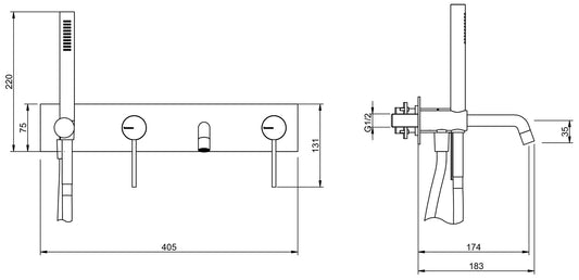 Rubinetterie Treemme UP+ Miscelatore Monocomando Vasca / Doccia Incasso Parete Con Doccetta In Metallo Materiale Ottone Finitura Cromata