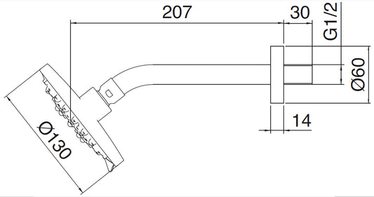 Rubinetterie Treemme X-CHANGE_mono Soffione Doccia A Parete 3 Getti Tondo In ABS Diametro Ø 130 mm Anticalcare Con Braccio Doccia 207 mm Materiale Ottone Finitura Cromata