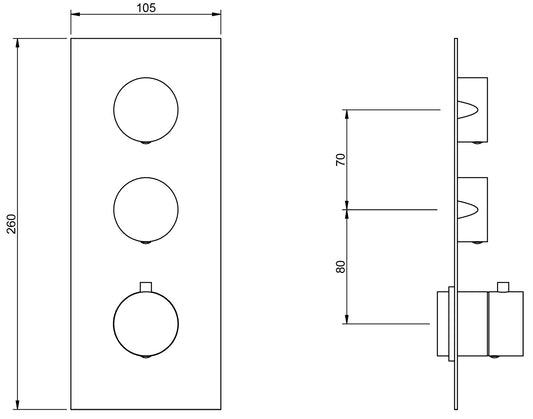 Rubinetterie Treemme X-CHANGE_mono Miscelatore Termostatico Incasso Doccia 2 Uscite Materiale Ottone Finitura Cromata