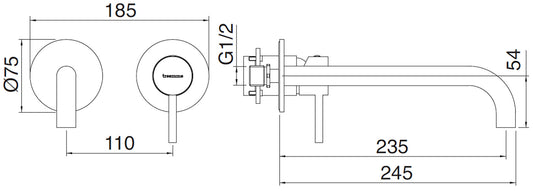 Rubinetterie Treemme X-CHANGE_mono Rubinetto Monocomando Lavabo Incasso 235 mm Senza Piastra Materiale Ottone Finitura Cromata