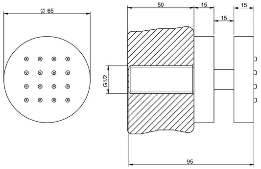 Rubinetterie Treemme X-Change XR Soffione Doccia Laterale A Parete Materiale Metallo Finitura Cromata Tondo Diametro Ø 65 mm