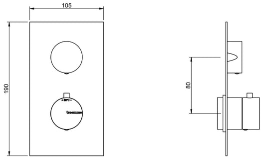 Rubinetterie Treemme X-CHANGE XR Miscelatore Termostatico Incasso Doccia 1 Uscita Materiale Ottone Finitura Cromata