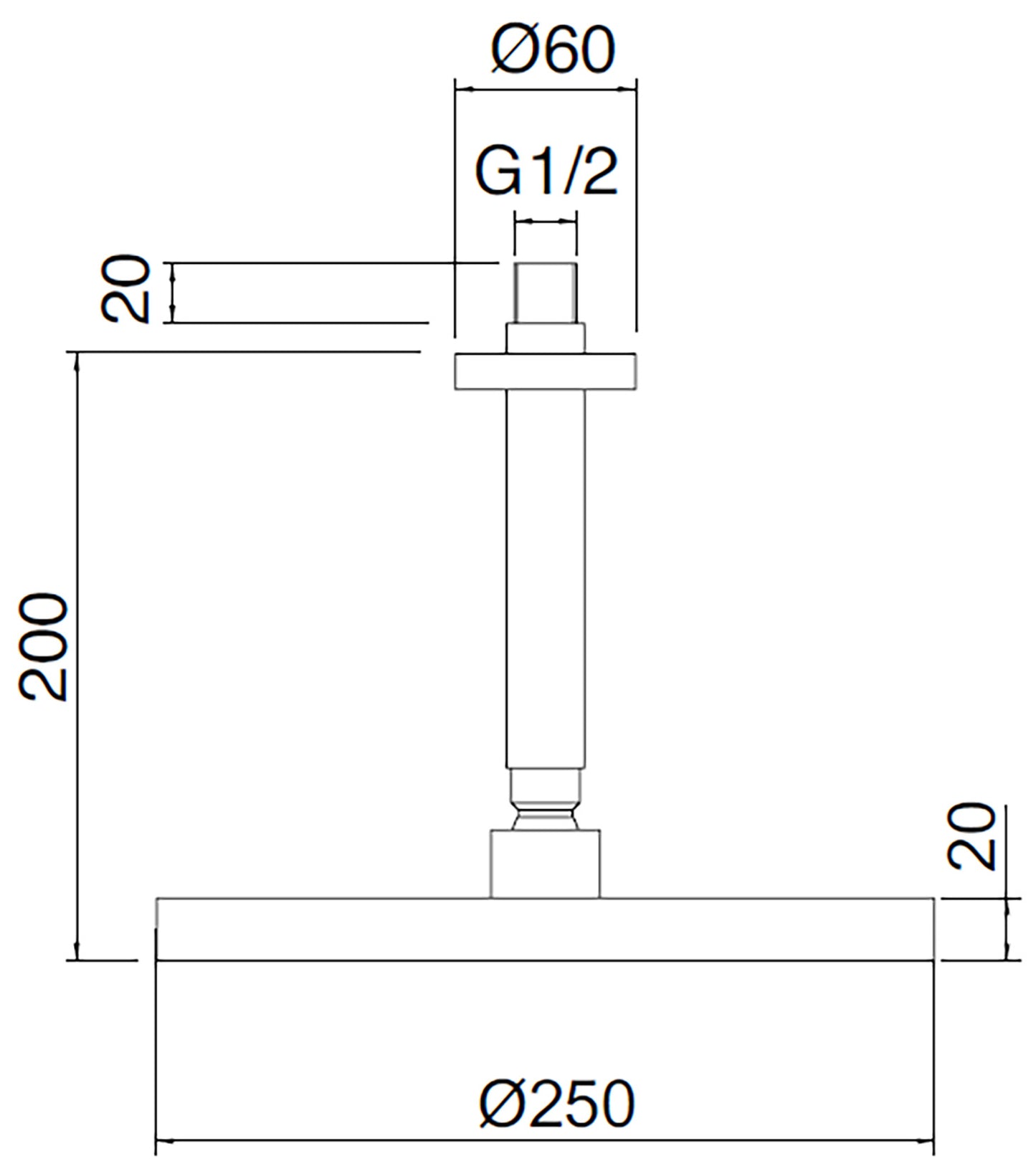 Rubinetterie Treemme 3M Zip IT 6592 CC ZZ ZZ Soffione Doccia A Soffitto Tondo In ABS Ø250 mm Anticalcare Con Braccio Doccia 200 mm Materiale Ottone Finitura Cromata Portata Acqua 9 Litri Al Minuto
