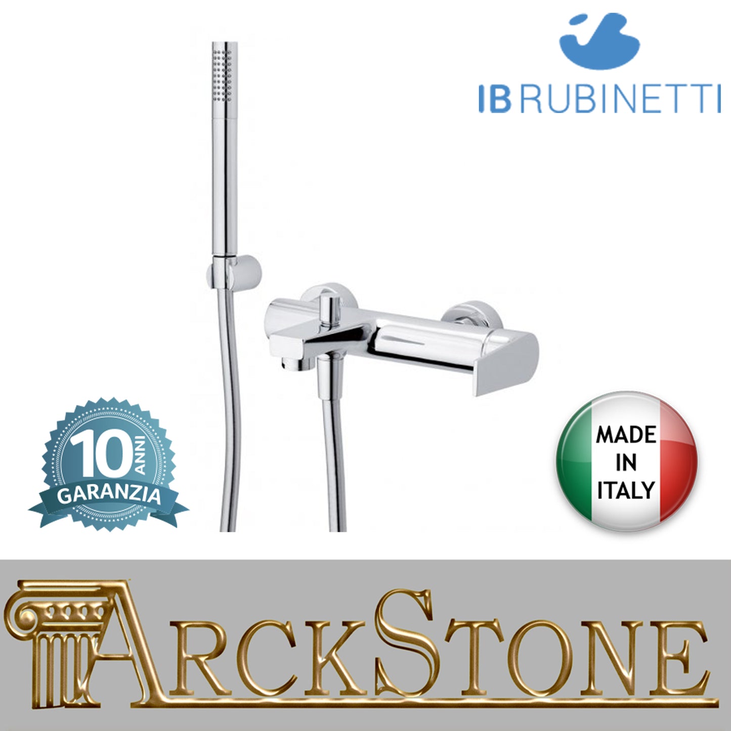 Miscelatore gruppo vasca esterno a parete completo di accessori doccia marca IB rubinetti modello Twitter rubinetteria rubinetto ottone cromato fontana finitura cromo rivenditore autorizzato campania arredamento garanzia 10 anni qualità made in italy