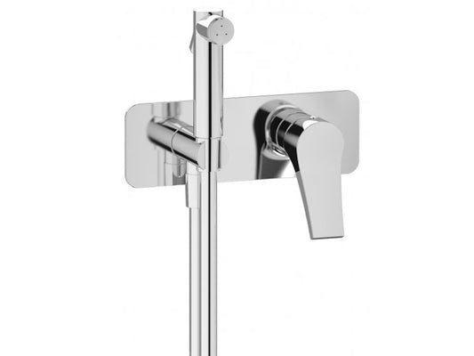 IB Rubinetti TWITTER Set Di Parti Esterne e Corpo ad Incasso A Muro Con Piastra Per Idroscopino Igienico Con Miscelatore Per WC Materiale Ottone Finitura Cromata