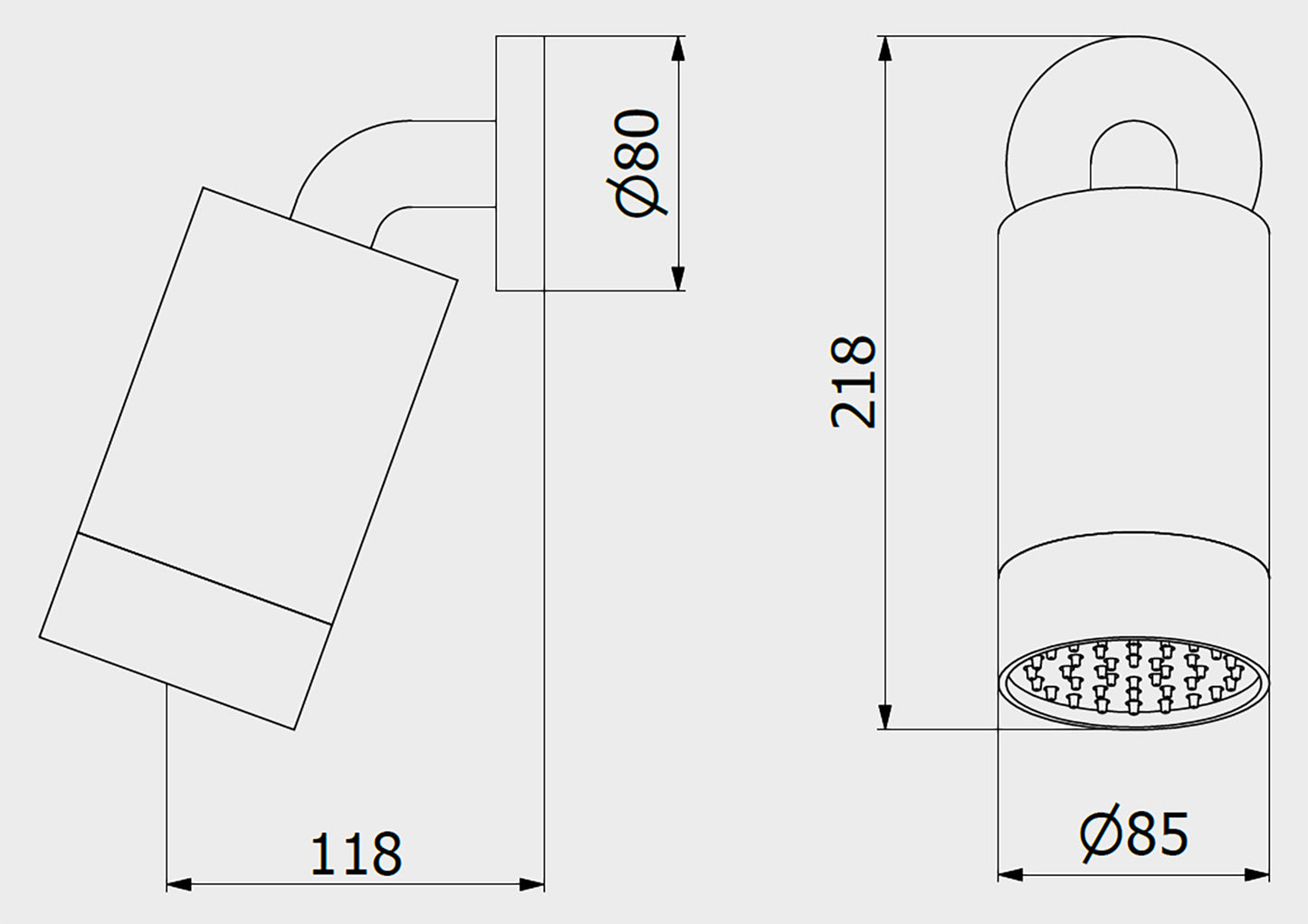 We Are Ib Batlò RR085CC_2 Soffione Doccia a Parete Diametro 85 mm Con Braccio Ø 80 mm Con Snodo Orientabile Altezza 218 mm Profondità 118 mm Materiale Ottone Finitura Cromata Forma Cilindrica Tonda