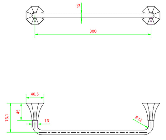 Porta asciugamano per bidet a muro 300X76Xh46,5 mm marca IB rubinetti modello Belmondo finitura ottone cromato rivenditore autorizzato parete accessori bagno arredamento campania garanzia 10 anni azienda certificata made in italy