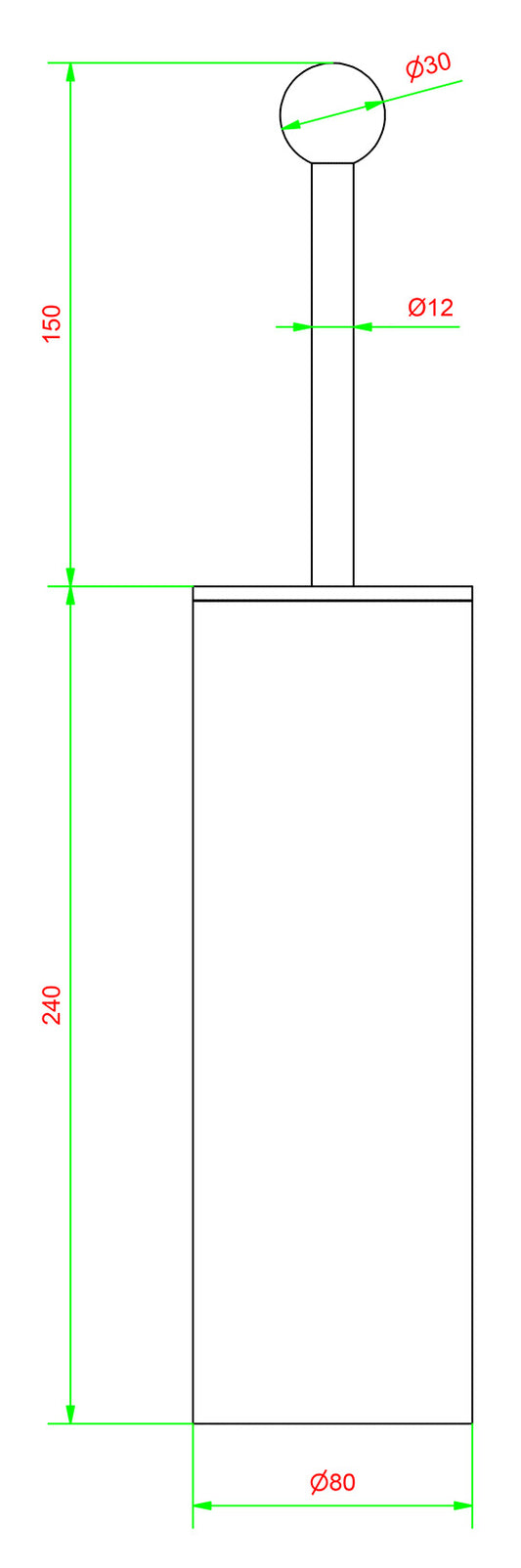 Porta scopino da appoggio Ø80Xh390 mm marca IB rubinetti modello Belmondo finitura ottone cromato rivenditore autorizzato parete accessori bagno arredamento campania garanzia 10 anni azienda certificata made in italy