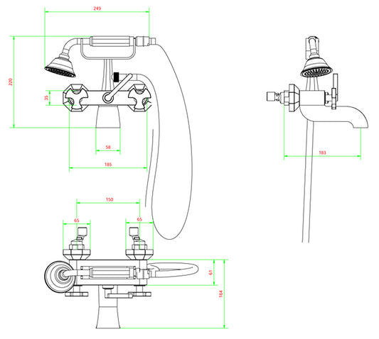 Gruppo vasca esterno a parete completo di accessori doccia marca IB rubinetti modello Belmondo rubinetteria rubinetto ottone cromato muro bagno casa Rivenditore Autorizzato Campania Arredamento Arredo Finitura Cromo Fontana Acqua 10 anni garanzia qualità