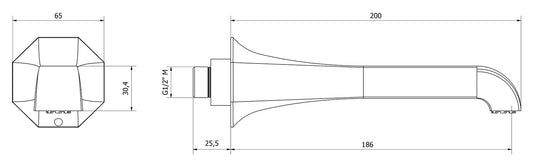 We Are Ib Rubinetti Belmondo BT327CC Bocca a Muro Per Vasca Lunghezza 200 mm Erogazione Uscita Acqua a Getto Installazione Parete Materiale Ottone Finitura Cromata Stile Moderno Monoforo